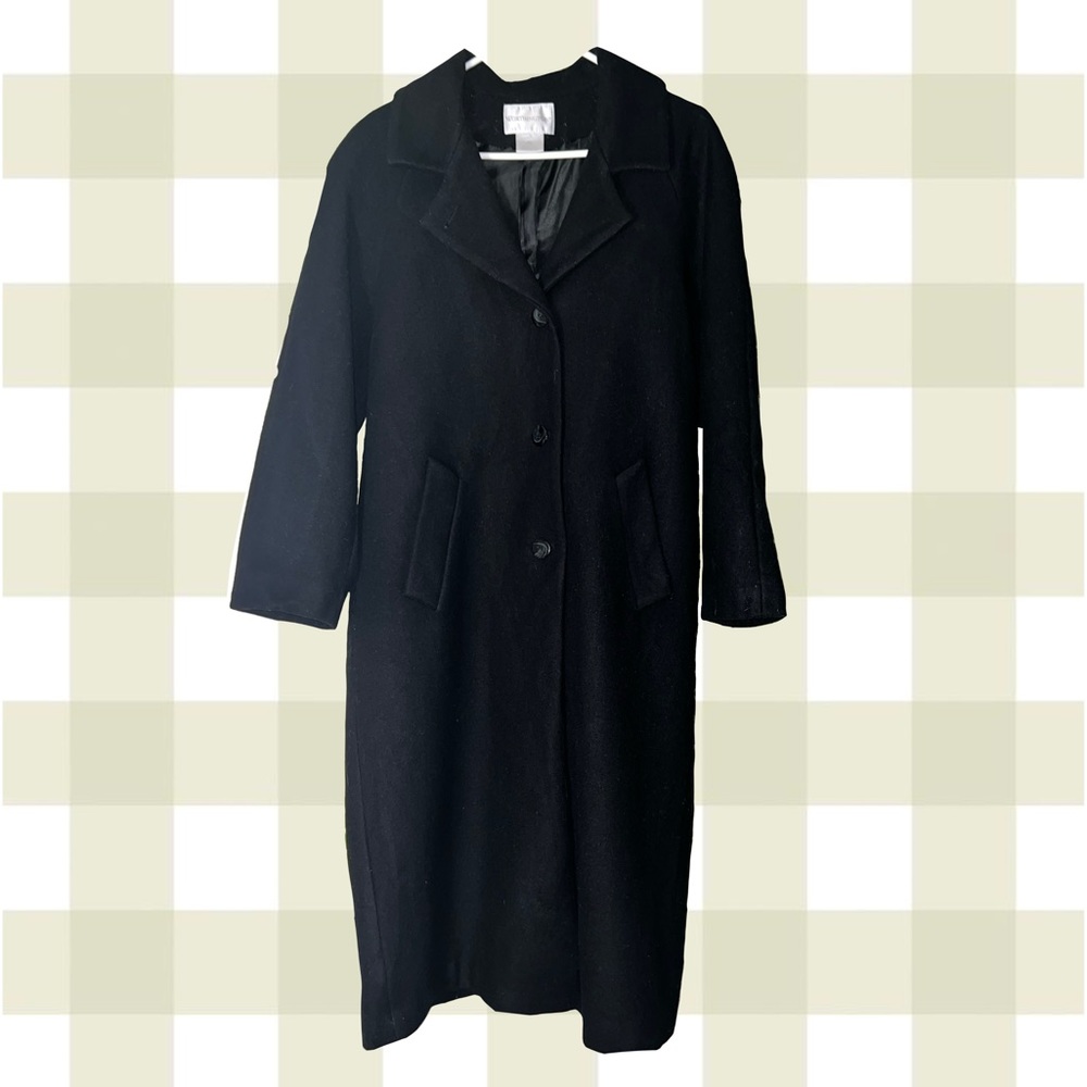 Worthington wool petite women’s black trench winter coat || dark academia 🕰️🕯️ - Picture 2 of 6
